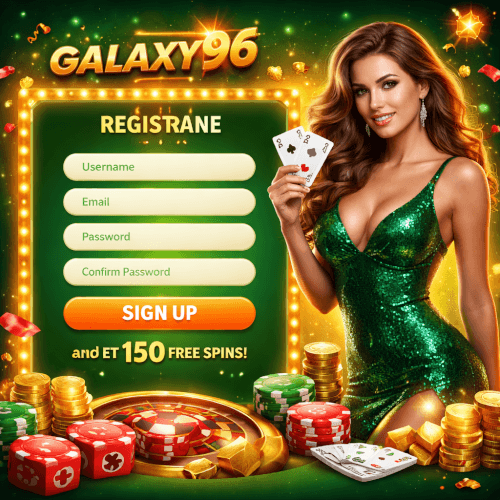 Galaxy96 account access page for an online casino with slots table games jackpots and immersive gaming experience